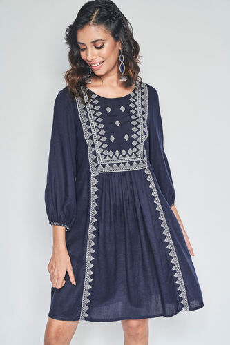 Neelakshi Embroidered Dress, Navy Blue, image 3